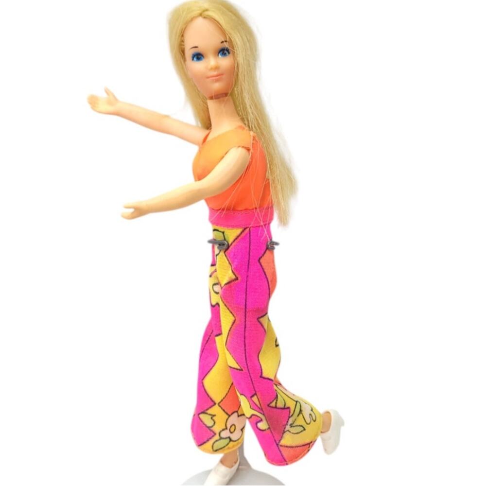 6.5" Vintage 1970's Rock Flower Heather Hippie Doll in Original Jumpsuit